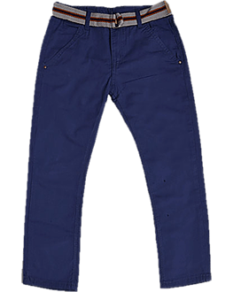 Boys Slim Chinos with Cargo Belt -Blue