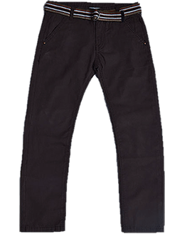 Boys Slim Chinos with Cargo Belt - Brown